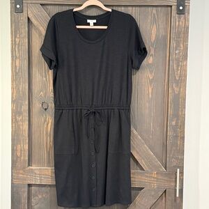 J. Jill Women’s Shirt Dress Black Tie Waist‎ Comfy Athleisure Size Medium